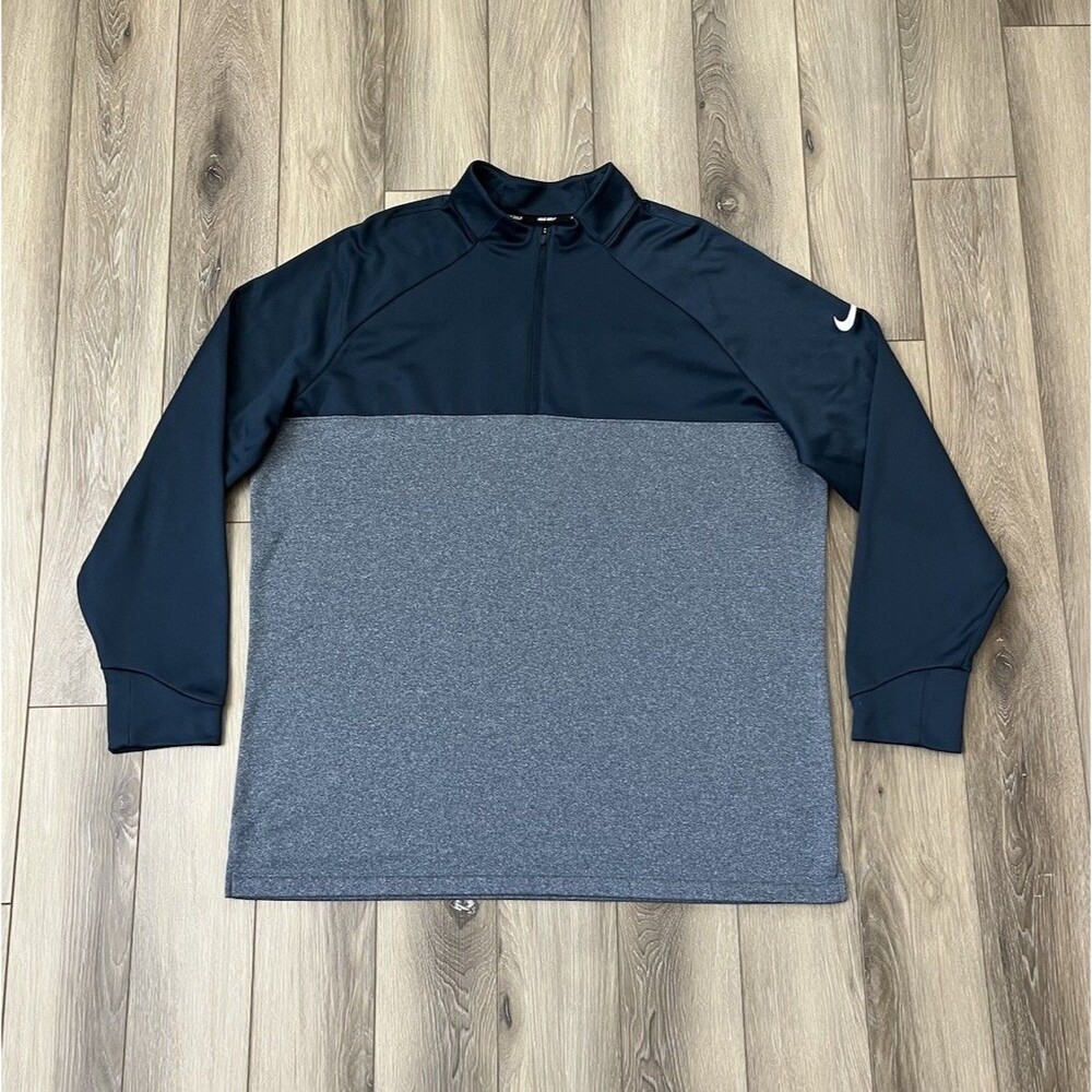 Nike Golf 1/4 Zip Therma Fleece Long Sleeve Pullover Men's XXL Multicolor Blue